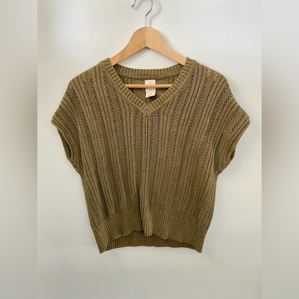 JOIE Olive Green Short Sleeve Sweater Size XS